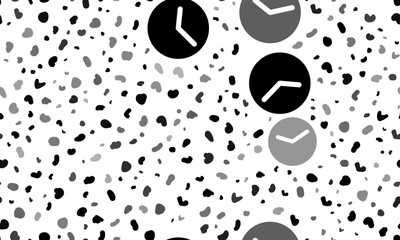 Poster - Abstract seamless pattern with time symbols. Creative leopard backdrop. Vector illustration on white background