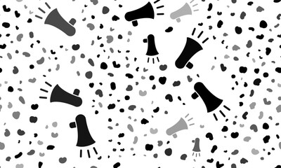Poster - Abstract seamless pattern with megaphone symbols. Creative leopard backdrop. Vector illustration on white background