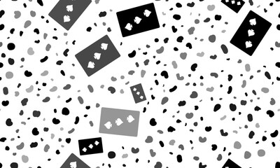 Poster - Abstract seamless pattern with Three of Spades playing cards. Creative leopard backdrop. Vector illustration on white background