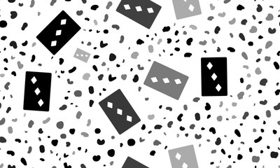 Poster - Abstract seamless pattern with Three of diamonds playing cards. Creative leopard backdrop. Vector illustration on white background