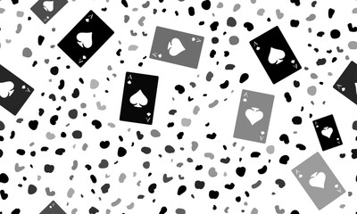 Poster - Abstract seamless pattern with ace of spades cards. Creative leopard backdrop. Vector illustration on white background