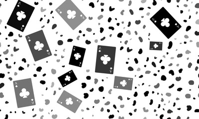 Poster - Abstract seamless pattern with ace of clubs cards. Creative leopard backdrop. Vector illustration on white background