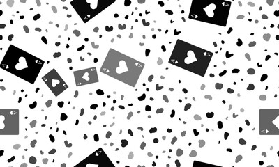 Poster - Abstract seamless pattern with ace of heart cards. Creative leopard backdrop. Vector illustration on white background