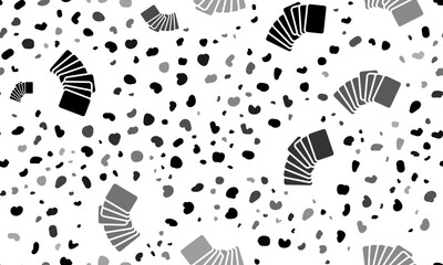 Poster - Abstract seamless pattern with playing cards symbols. Creative leopard backdrop. Vector illustration on white background