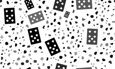 Poster - Abstract seamless pattern with seven of spades playing cards. Creative leopard backdrop. Vector illustration on white background