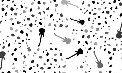 Poster - Abstract seamless pattern with guitar symbols. Creative leopard backdrop. Vector illustration on white background