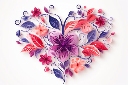 Mothers Day greeting card. Floral heart background, spring holidays.