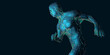 Transparent human body in motion with internal connections to illustrate movement impulses and nerve pathways - 3d illustration