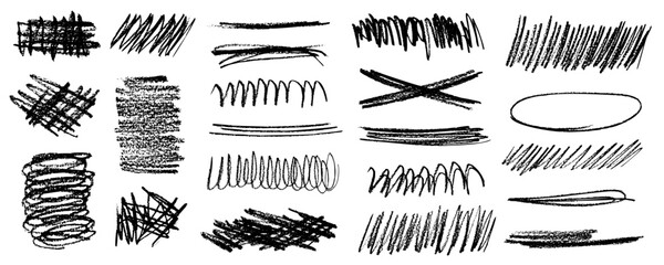 Wall Mural - grunge scrawls, charcoal scribbles, rough brush strokes, underlines and circles. bold charcoal freeh