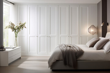 Wall Mural - One panel shaker door for masterbedroom, contemporary details white color