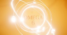 Omega 6 Icon In A Shining Sphere With Atoms And Orbits Spinning Around, The Concept Of Protection By Fatty Or Polyunsaturated Acids 