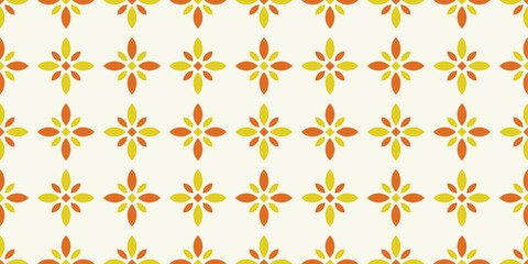Poster - Floral geometric pattern. Yellow and orange ornament. Print for fabric, wallpaper, packaging. Decorative and seamless print.