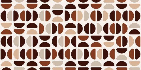 Wall Mural - Brown repeated beans, coffee pattern. Seamless and  simple coffee beans pattern. Geometric coffee house wallpaper print pattern.