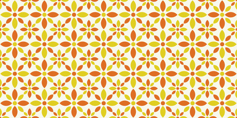 Aufkleber - Floral geometric pattern. Seamless background. Orange and yellow ornament. Ornament for fabric, wallpaper, packaging. Decorative print.