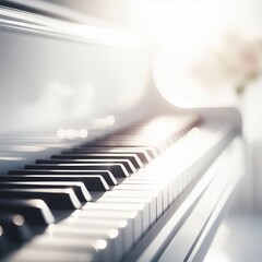 white piano keyboard in a bright room