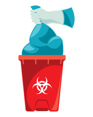 toxic waste bin red illustration