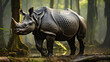 The Javan rhinoceros or the Javan rhino, Sunda rhinoceros lesser one horned rhinoceros generative ai