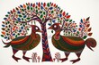 Illustration of traditional gond art from India. Generative AI