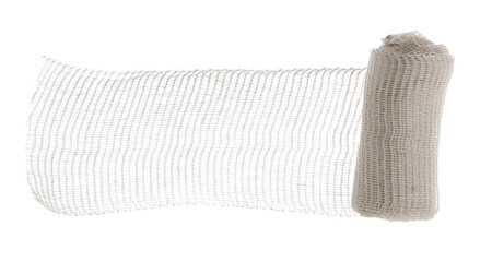 new, natural medical bandage roll, isolated isolated on white, clipping path