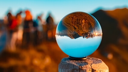 Wall Mural - Crystal ball alpine sunset shot at Mount Stubnerkogl, Bad Gastein, St. Johann im Pongau, Salzburg, Austria