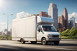 © Svitlana - Modern commercial delivery truck on the city street. Fast delivery concept