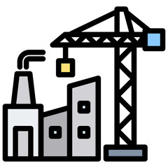 Poster - Industrial Construction Outline Color Icon