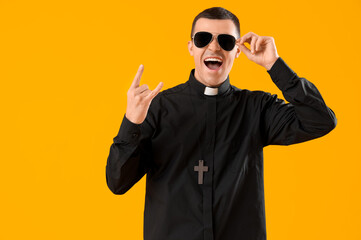 Wall Mural - Cool priest showing 