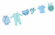 Blue Baby Clothes Watercolor illustration