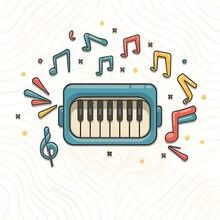 Piano Harmony World Piano Day Vector Banner, Showcasing Keyboard Keys, Music Notes, Waves, And Classic Clef Doodle On A Stave Background With Cartoon Signs