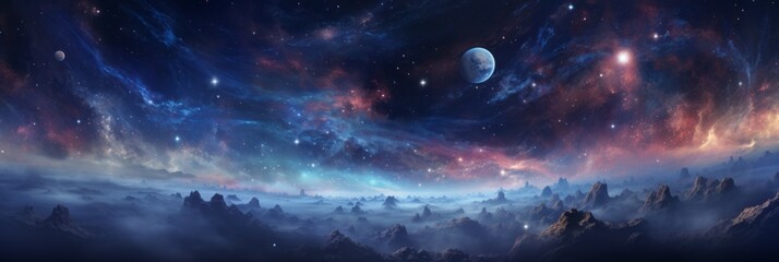 Wall Mural - galactic space background with stars and planets