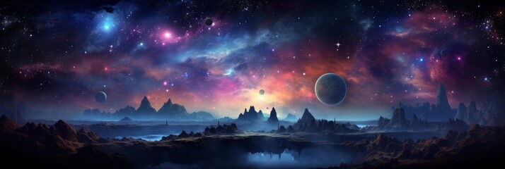 Wall Mural - galactic space background with stars and planets
