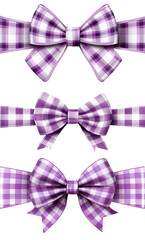 Wall Mural - Purple and white checkered ribbons over isolated transparent background