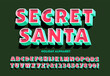 Secret Santa; A lively 3 dimensional effect font in Christmas holiday colors. Great for sale announcements and in-store signage.