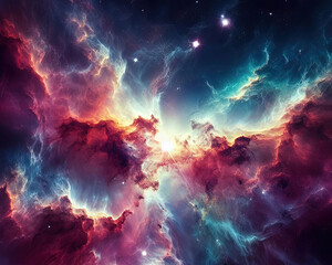 Wall Mural - gorgeous space and twinkling stars background image with nebula gas cloud