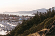 View of Anacortes from Cap Sante Park on Fidalgo Island at sunset in the San Juan Islands in northwest Washington 