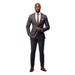 © 361 Portrait Studio - Portrait of Happy smiling African American businessman ceo wearing suit standing posing, Full body, isolated on white background, png