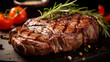 beef steak grilled closed up and selective focus. food design for menu and recipe