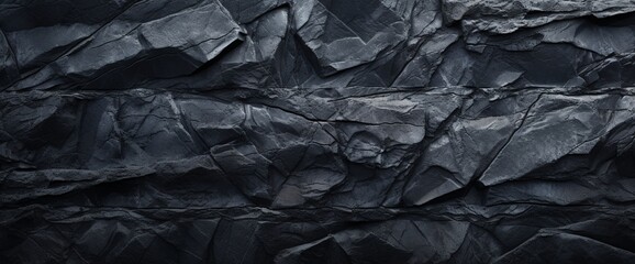 Black stone background with copy space for design. . Wide banner. Concrete wall surface texture