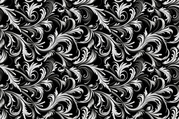 Poster - baroque scrolls ink pattern: elaborate baroque scrollwork with fine lines and detailed flourishes