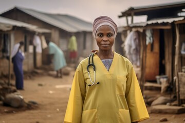 a female doctor from a remote village in a poor country who provides medical care and support