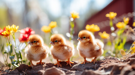 Sticker - chicken in the grass HD 8K wallpaper Stock Photographic Image 