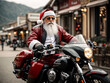 santa riding a cool bike,santa on harley davidson