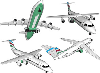 Sticker - Vector sketch illustration of private jet fleet design