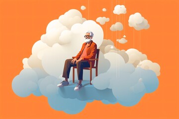 Wall Mural - Cartoon illustration of an old man