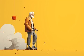 Wall Mural - Cartoon illustration of an old man