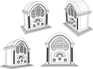 Wall Mural - Vector sketch illustration of vintage old radio design