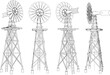 © nur - Vector sketch illustration of waterwheel tower design for village farm