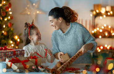 Wall Mural - family preparing for Christmas