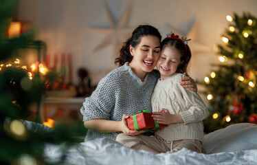 Wall Mural - family celebrating Christmas