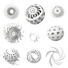 Wall Mural - Set of abstract elements, 3d render isolated on white background. generative ai.